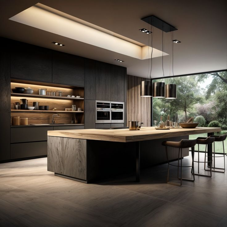 Black Modern MDF Kitchen Cabinets