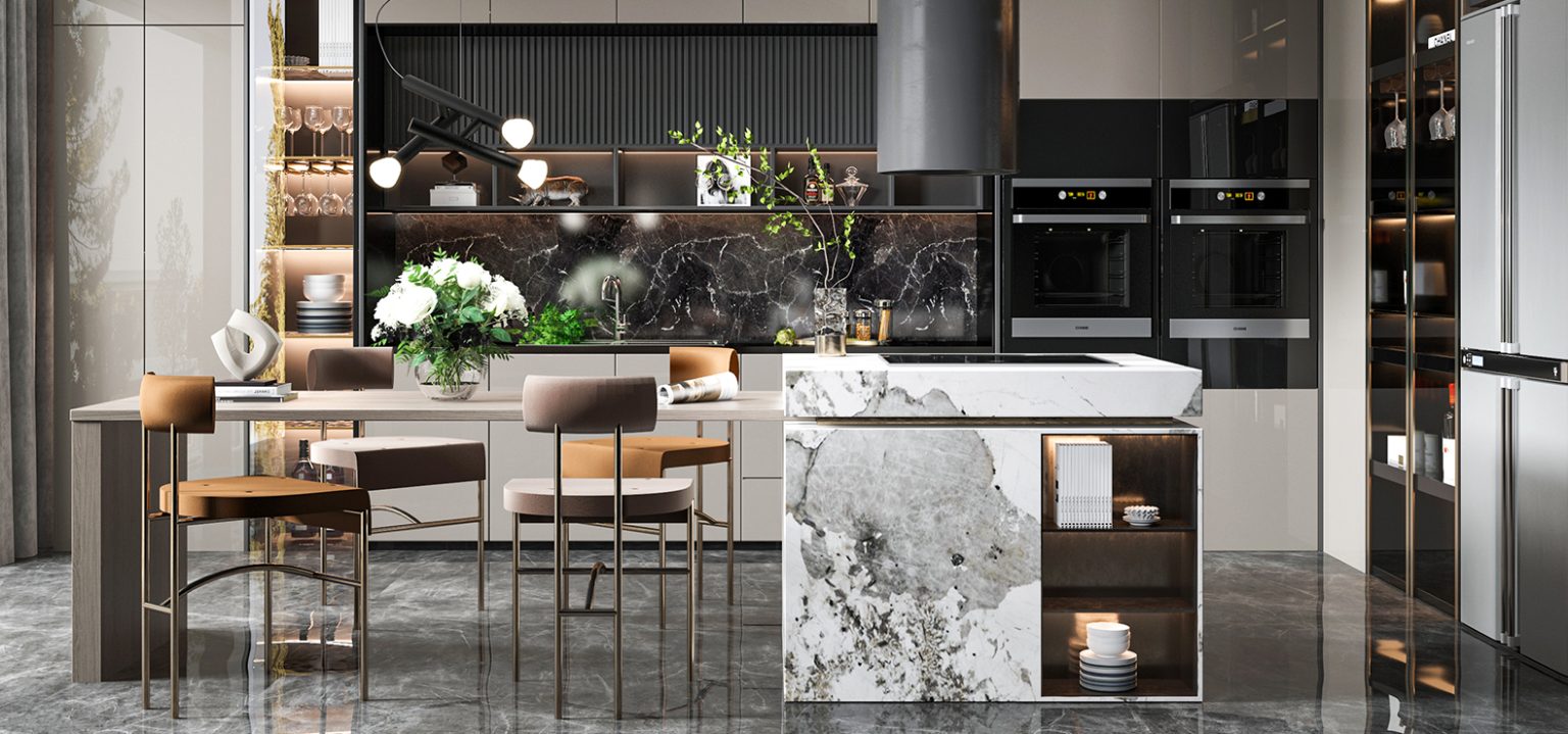 Lacquered Kitchen Cabinets