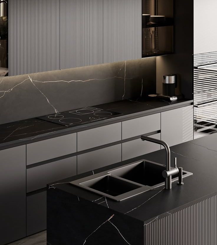 Modern Design Cabinet Kitchen Black Splash