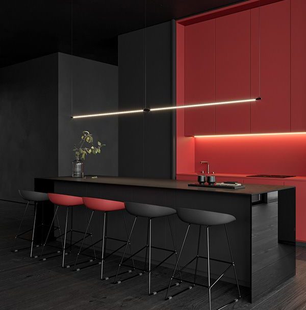 Black Kitchen with Bright Hues