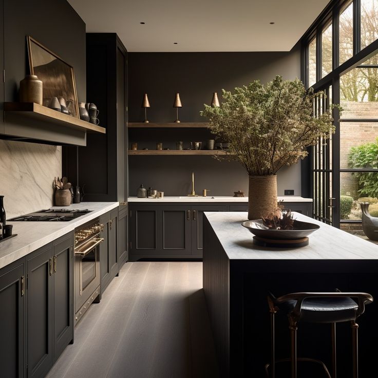 Farmhouse Black Kitchen Cabinets