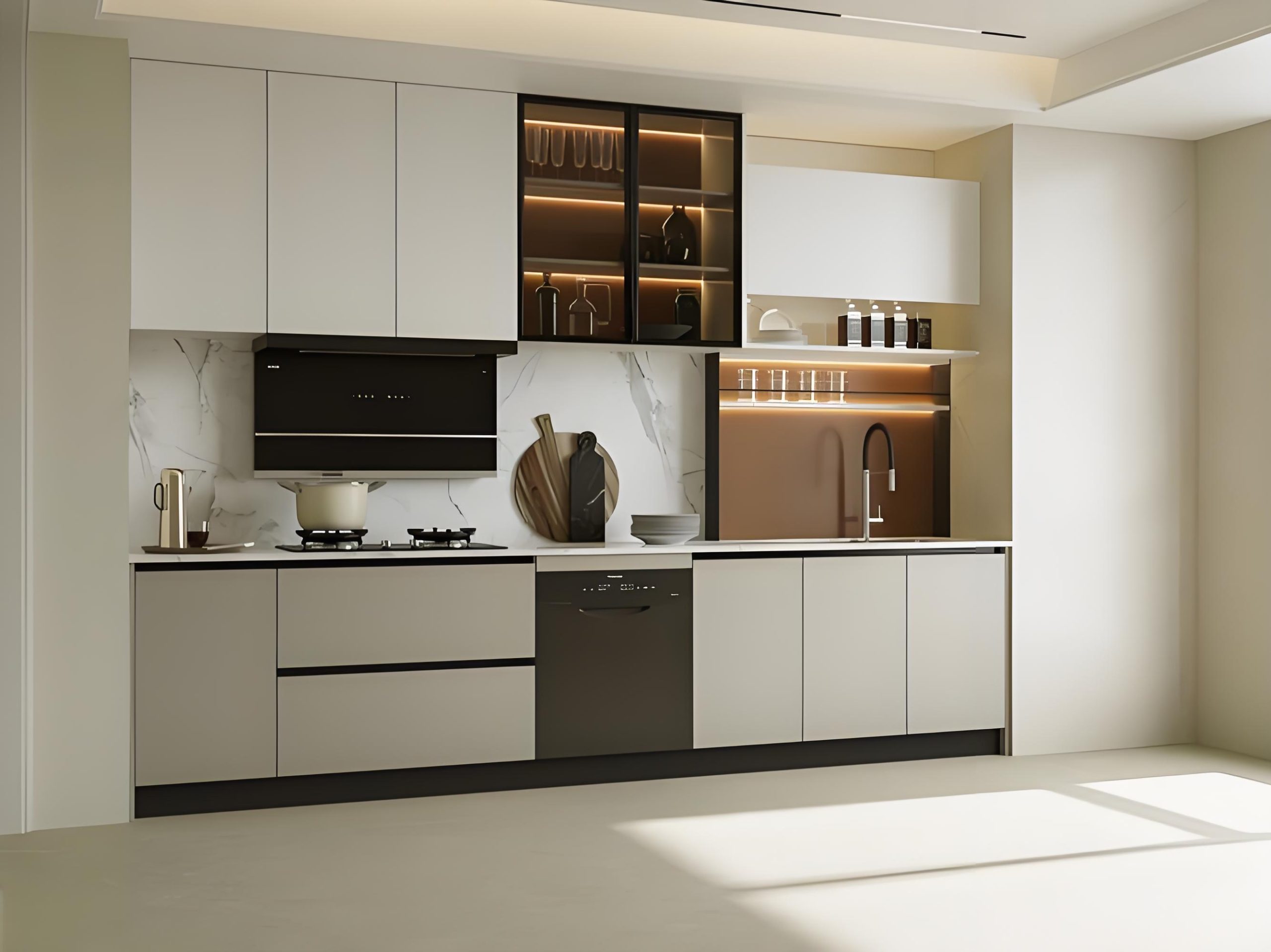 Grey Melamine Kitchen Cupboards