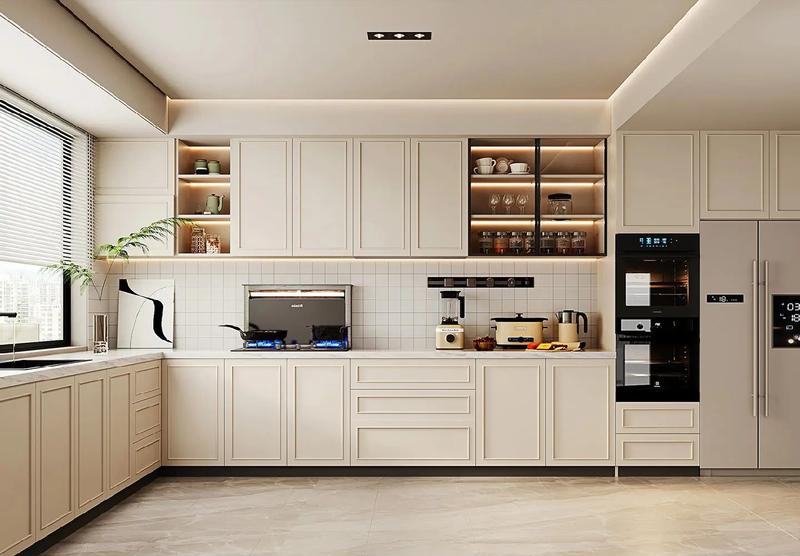 White PVC Shaker Kitchen Cabinets