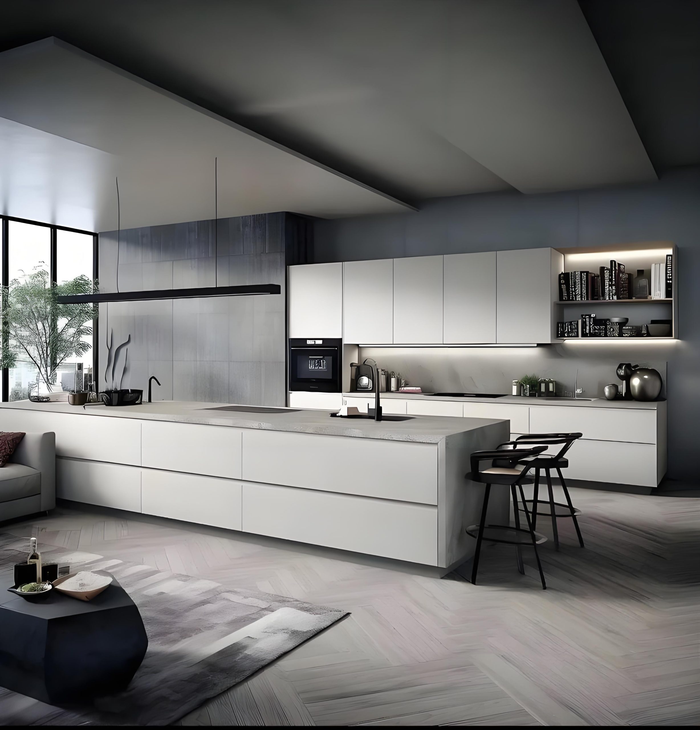 Melamine Wood Large Modern Kitchen Cabinets