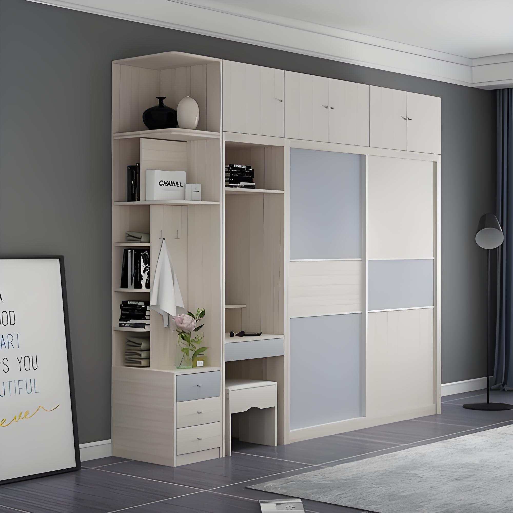Two-tone Melamine Sliding Door Wardrobe